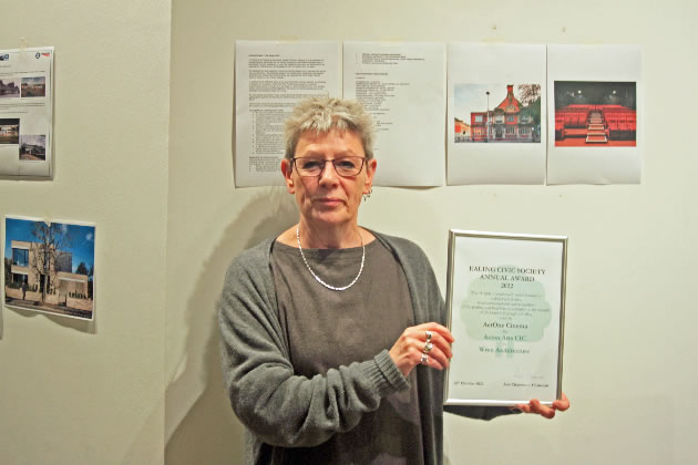 Amanda Mason with the “highly commended” certificate for the ActOne Cinema