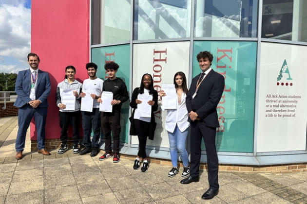 Sixth formers at Ark Acton show off their results 