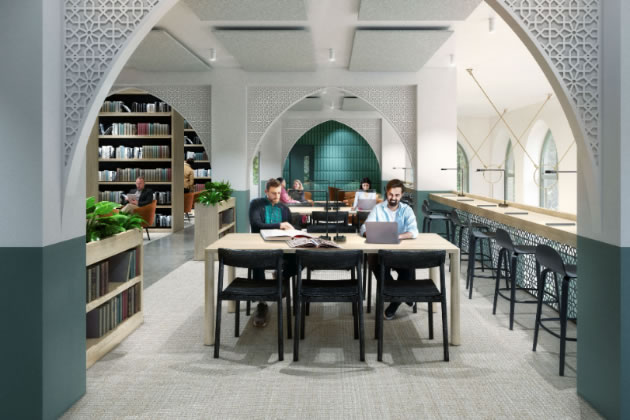 A visualisation of the library space in the planned building