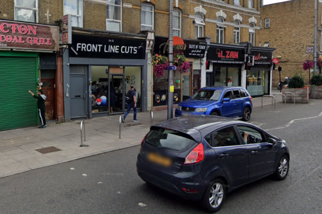 Front Line Cuts on Acton High Street.