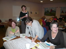 Workshop table with Lucy Taylor