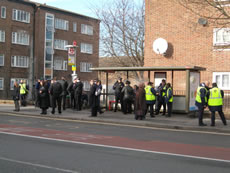 Police at bus stop on the Vale