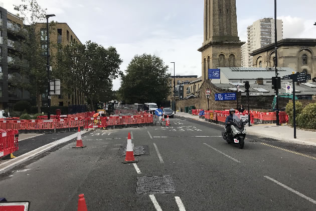 Roadworks for the building of Cycleway 9 