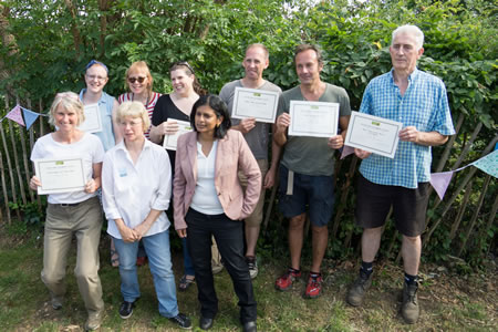 Rupa Huq and winners at Northfields Allotments