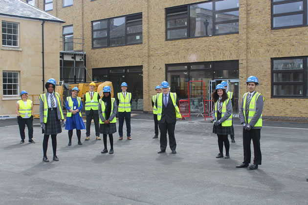 Boris Johnson with pupils at Ealing Fields school 