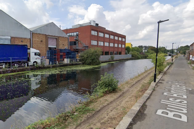 The canal at Bulls Bridge Road in Southall