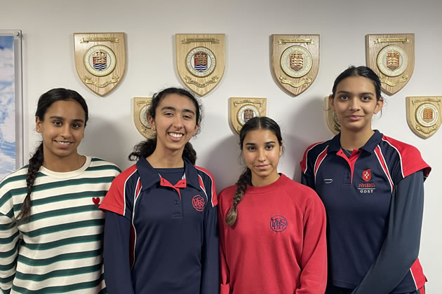 From left to right: Jaspreet, Emily, Manpreet and Iskra selected from Notting Hill & Ealing High School to represent Team GB for Water Polo