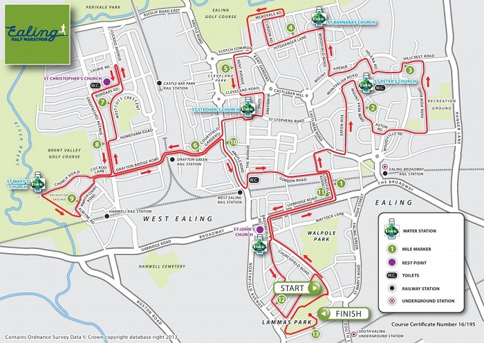 Ealing Half Marathon route map