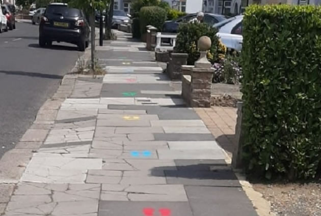 Footway markings will aid social distancing around schools 