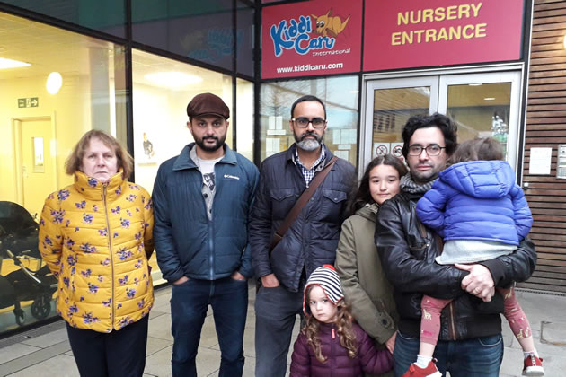 Councillor Linda Wade, Muneer Taskar, Zeshan Ghory, Theodore Morith and his children. Photo by Owen Sheppard.