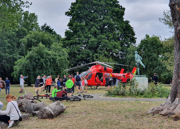 Air Ambulance in St. Peter's Square garden