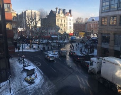 Hammersmith Broadway in the snow