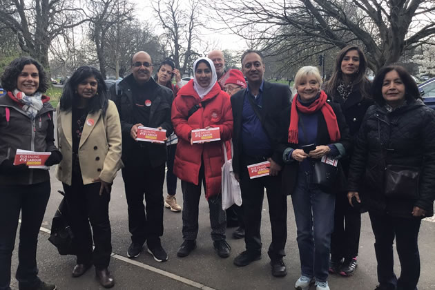 Rupa Huq joins the Labour candidates campaigning in Ealing Common