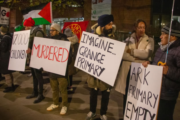 Pro Palestine Supporters Outside Ealing Town Hall