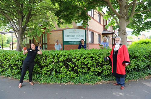 Mayor Tony Louki outside Atfield House in Isleworth 