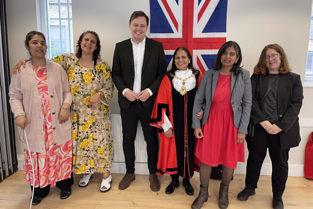 Peter Mason, the Leader of Ealing Council is at the centre, alongside the Mayor of Ealing, Mohinder Midha and Rupa Huq