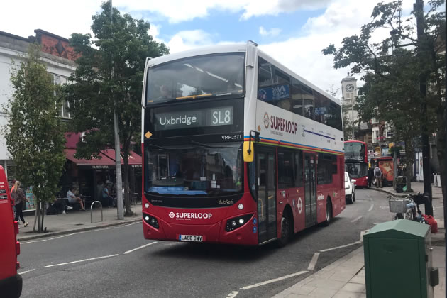 One of the newly branded buses on Acton High Street