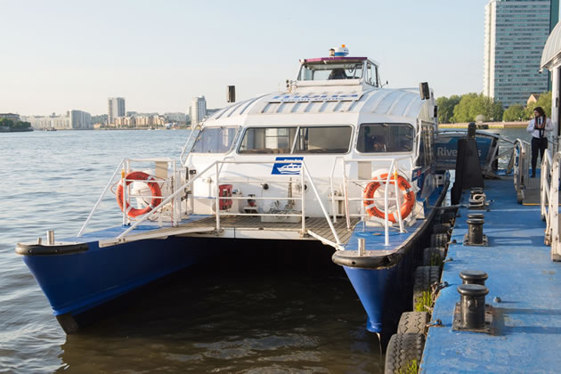 One of the boats currently operated on the river by Thames Clippers