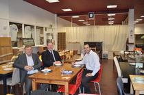 Left to right (standing), Charles Craft, Managing Director of London Re-use Network, Cabinet member for environment and transport, Councillor Bassam Mahfouz ,  Graham Raine, Director of Staying First, part of Shepherds Bush Housing group